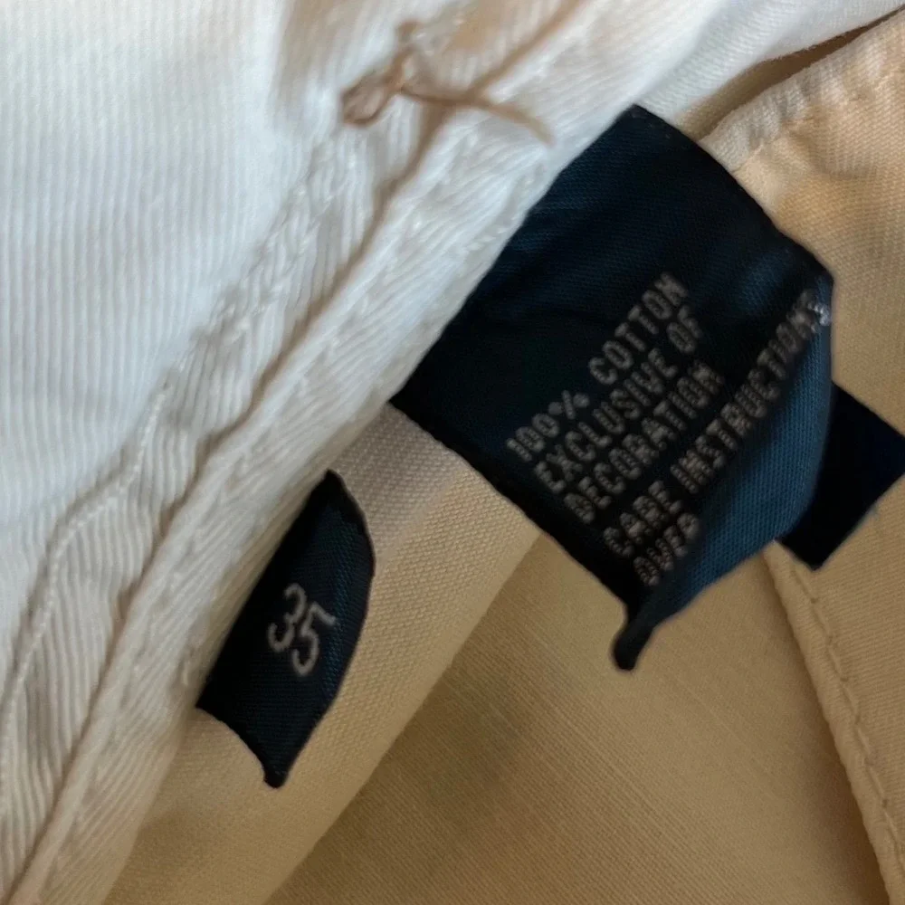 Polo Ralph Lauren Mens Chino Shorts Size 35 Cream Off White Cotton Drawstring 36